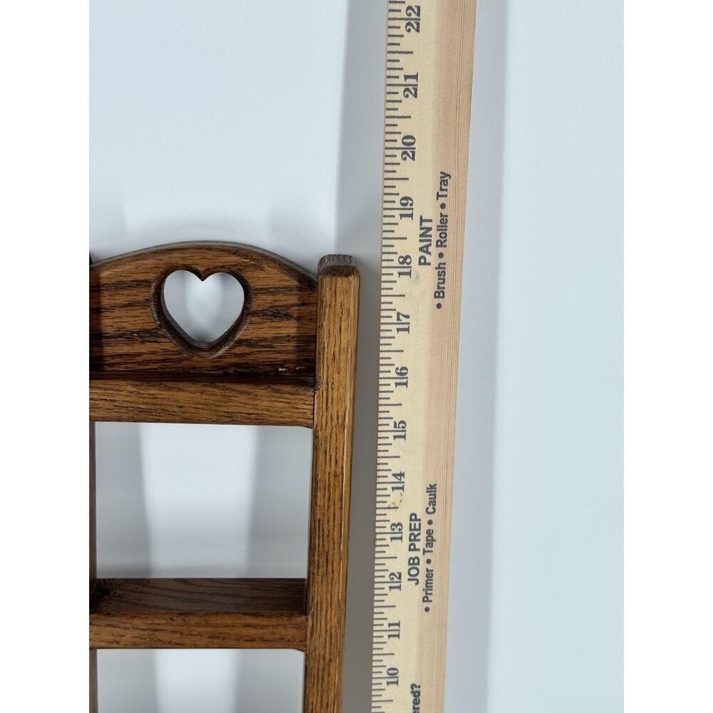VTG Heart Knick Knack Wooden Wall Shelf 18x5 inch Trinket 2 Pegs Cottage Core - Picture 5 of 6